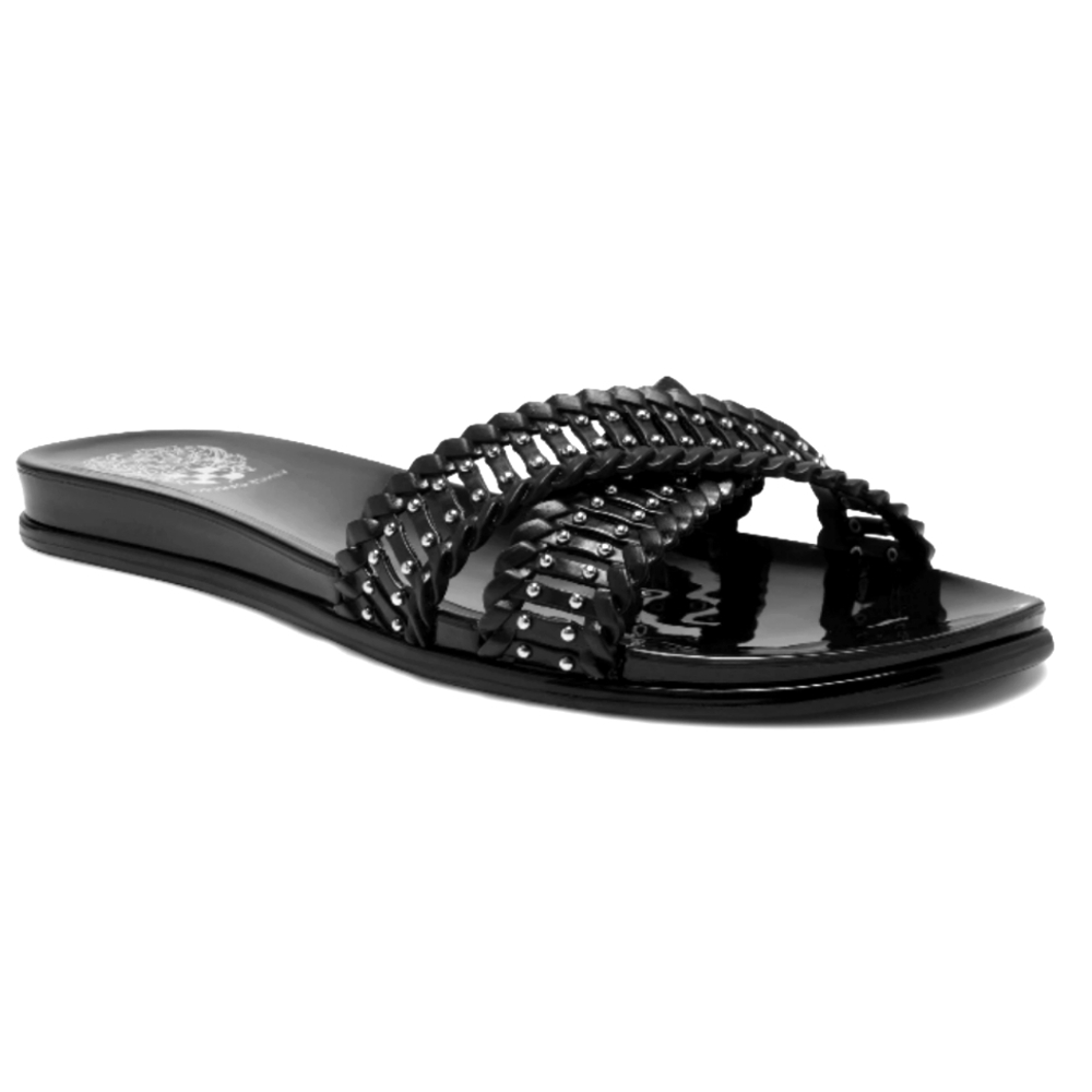 Vince Camuto Erindra Jelly Black Criss Cross Studded Slide Sandal Sz 6M EUC